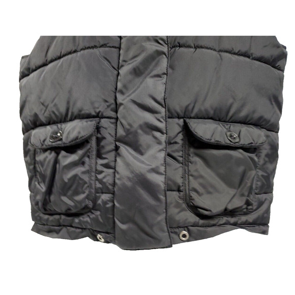 ROXY Womens Hooded PUFFER VEST Black Removable Fur Trimmed Hood Size Large - Picture 2 of 14